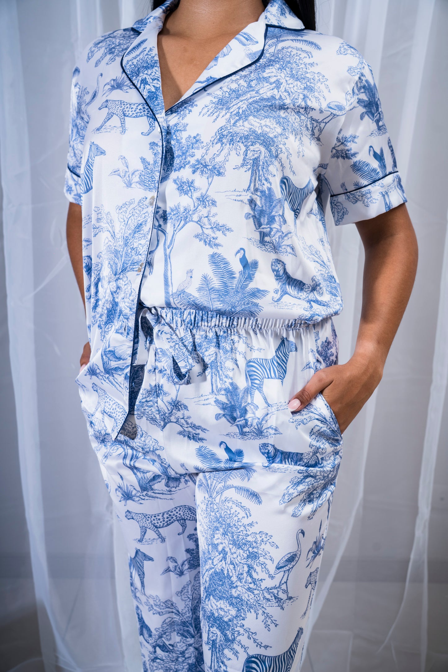 Toile de Jouy - Animales Azules