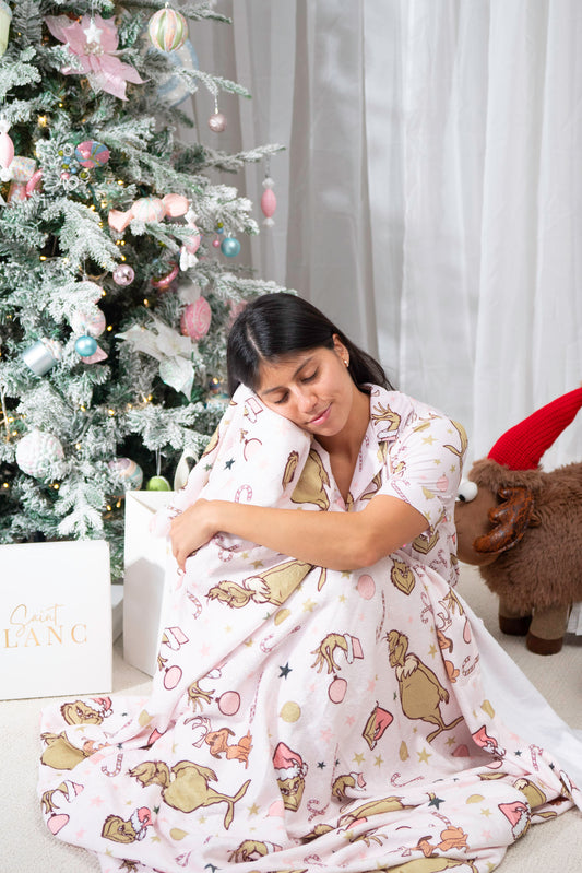 Grinch Rosa Pastel Frazada