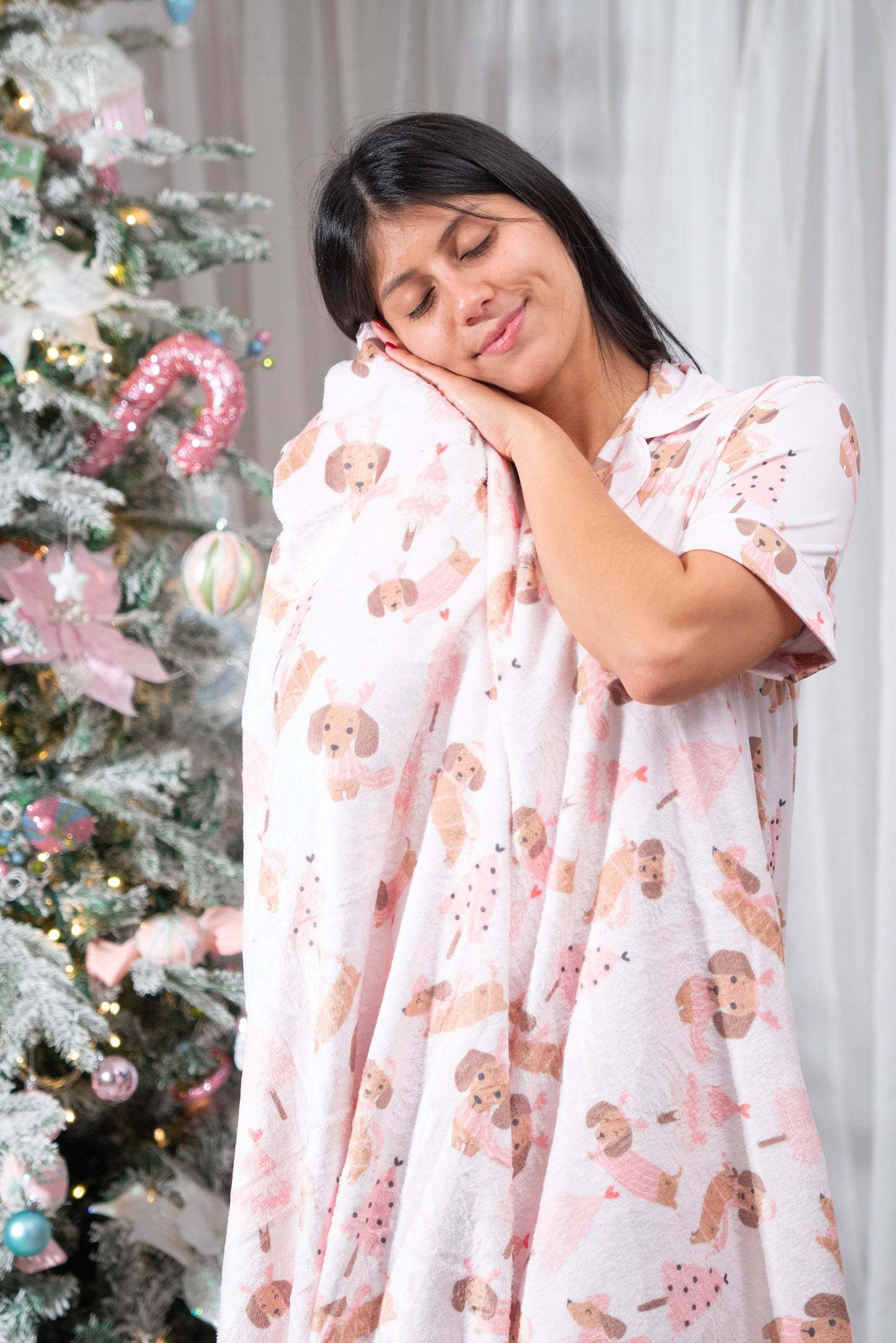 Dog Christmas Rosa Frazada